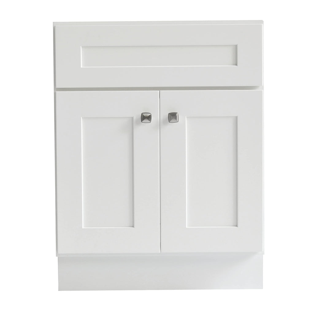 Design House Brookings 24" White Bathroom Vanity Cabinet - Freestanding Solid Wood Sink Base with Soft-Close Doors
