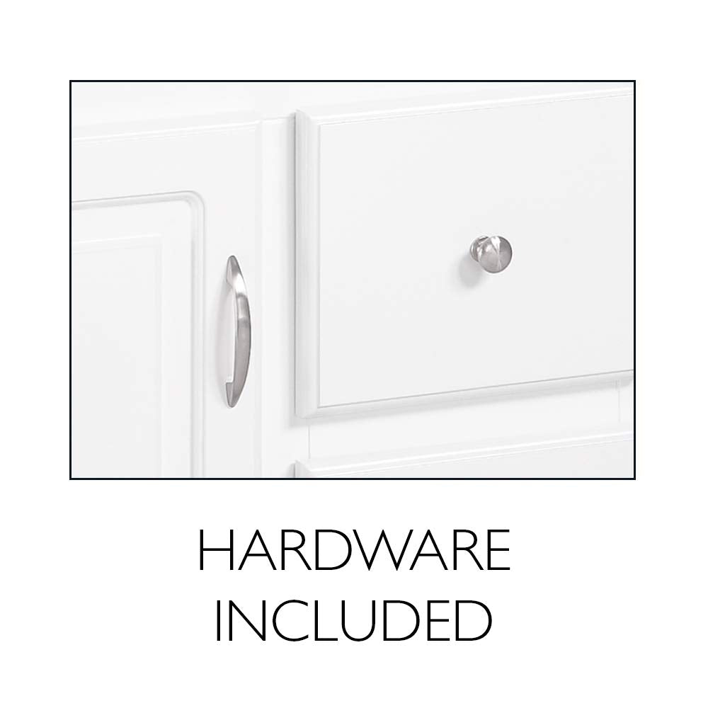 Design House Brookings 24" White Bathroom Vanity Cabinet - Freestanding Solid Wood Sink Base with Soft-Close Doors