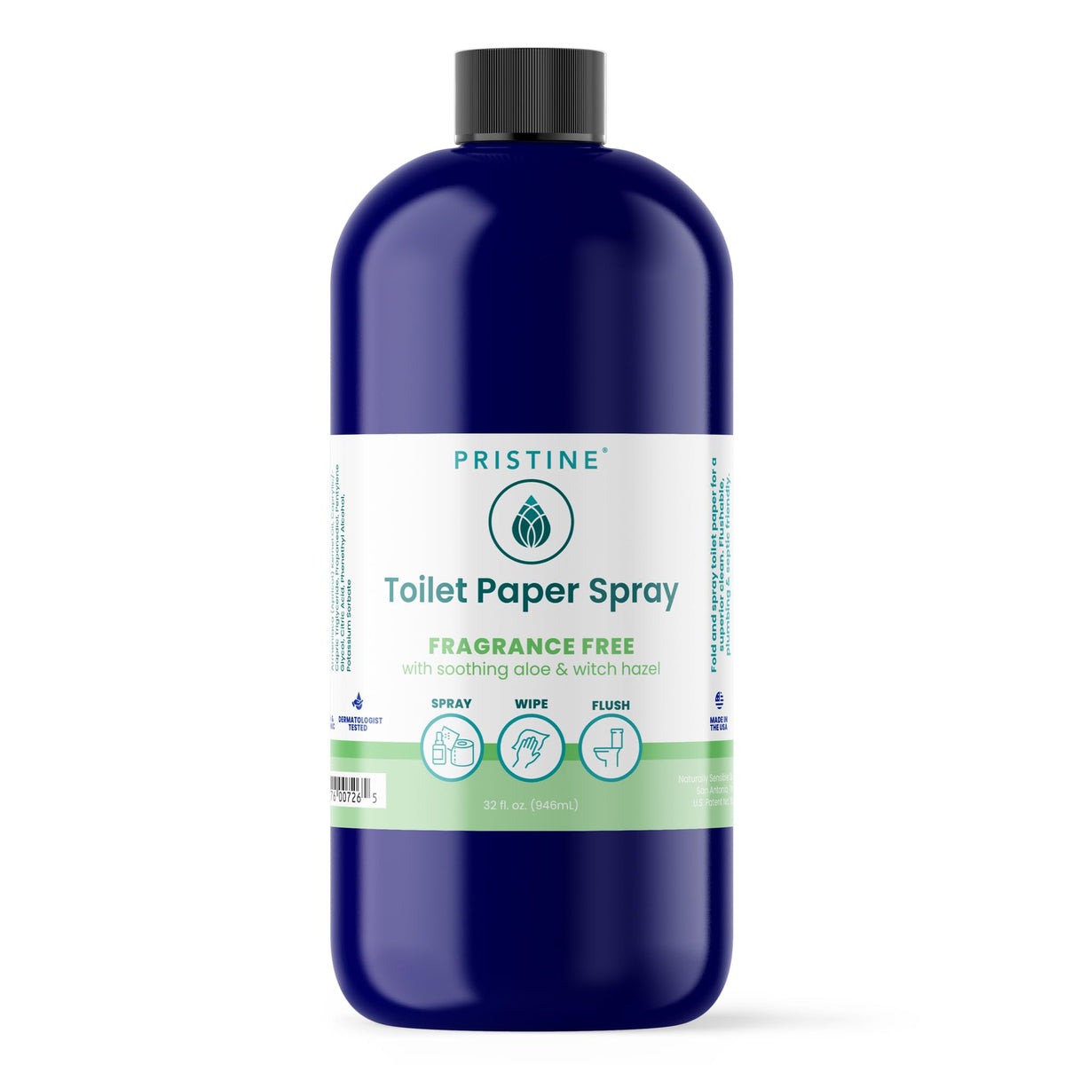 PRISTINE Toilet Paper Spray - Flushable Wipe Alternative, Bidet Spray for Bathroom, Portable Cleansing Solution