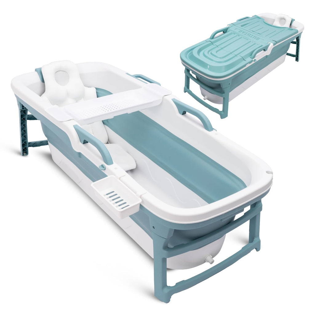 SereneLife Foldable Portable Bathtub for Adults 1.5m – Freestanding Tub for Hot Spa, Ice Bath & Cold Plunge