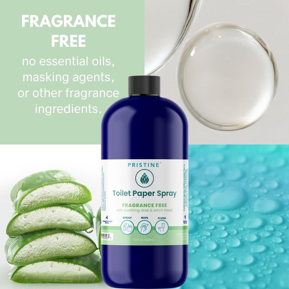PRISTINE Toilet Paper Spray - Flushable Wipe Alternative, Bidet Spray for Bathroom, Portable Cleansing Solution