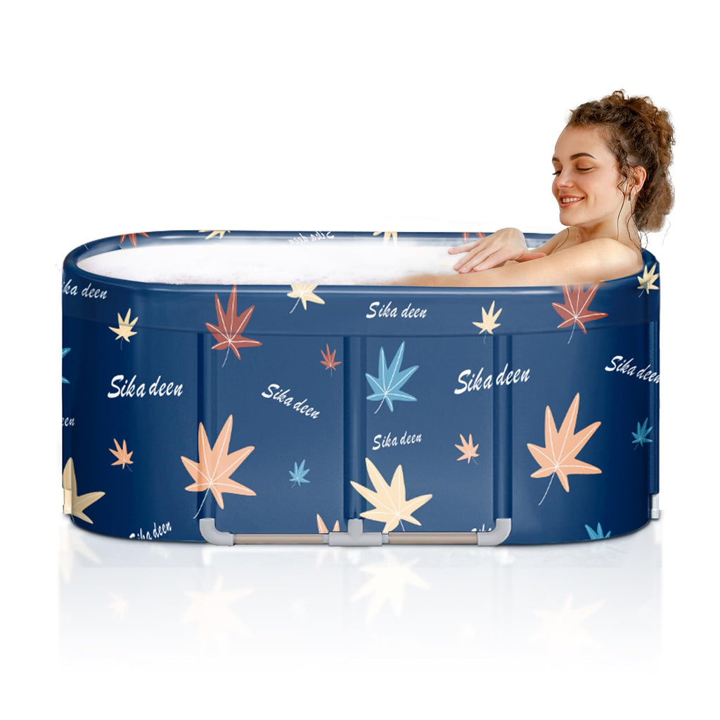 Portable Foldable Bathtub for Adults - Freestanding Soaking Tub 47" - Outdoor & Indoor SPA with Drain Hose
