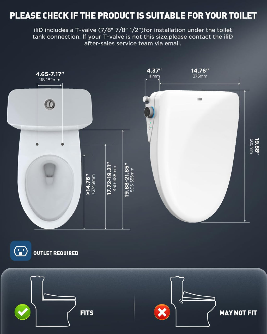 iliD Smart Electric Bidet Toilet Seat Elongated - Instant Warm Water, Heated Seat, Remote Control, Soft Close Lid