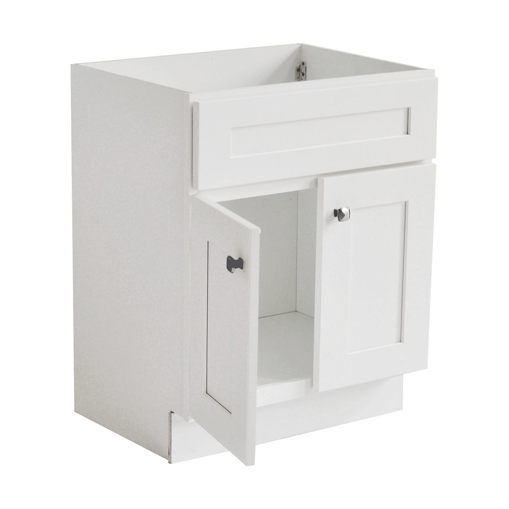 Design House Brookings 24" White Bathroom Vanity Cabinet - Freestanding Solid Wood Sink Base with Soft-Close Doors