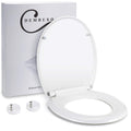 Soft Close Toilet Seat with Quick Release - One-Click Removal, Non-Slip System + 10 Hygiene Covers