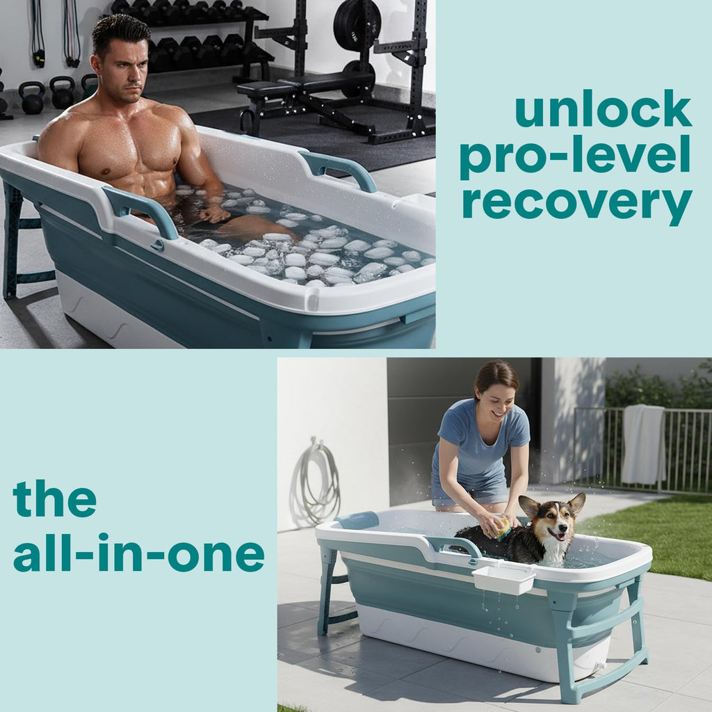 SereneLife Foldable Portable Bathtub for Adults 1.5m – Freestanding Tub for Hot Spa, Ice Bath & Cold Plunge