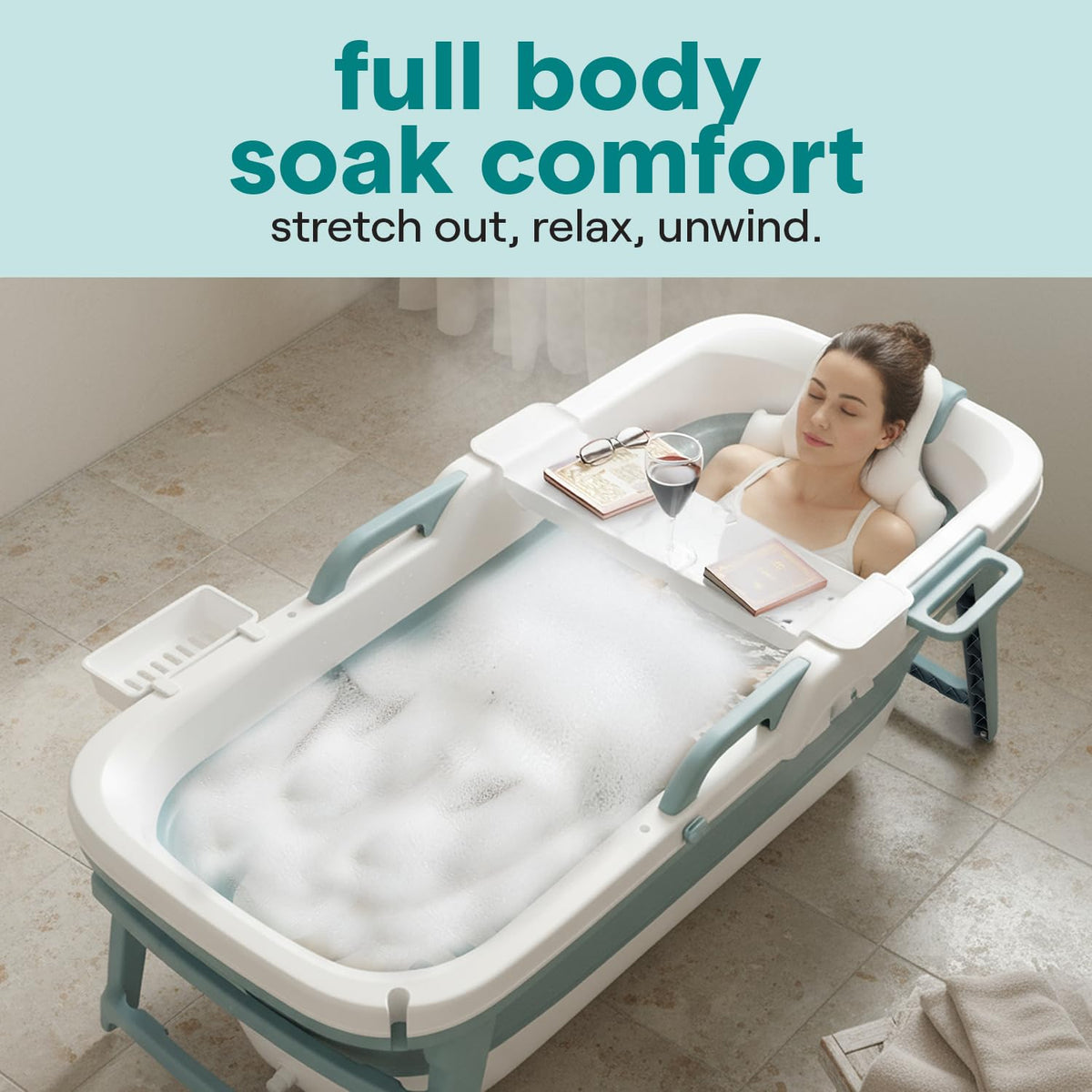 SereneLife Foldable Portable Bathtub for Adults 1.5m – Freestanding Tub for Hot Spa, Ice Bath & Cold Plunge