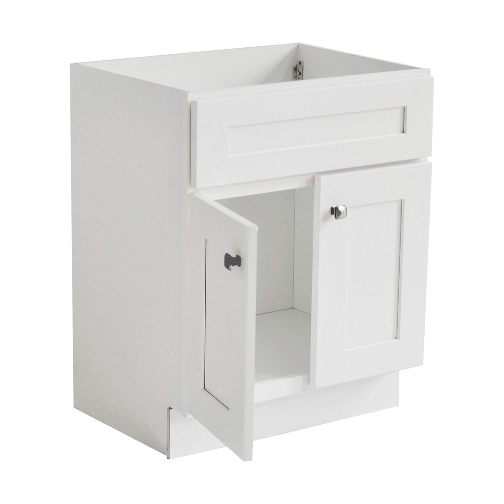 Design House Brookings 24" White Bathroom Vanity Cabinet - Freestanding Solid Wood Sink Base with Soft-Close Doors