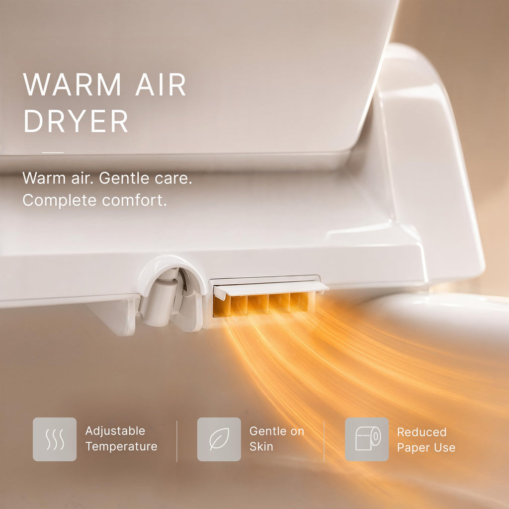 SmartBidet SB-2000WR Electric Smart Bidet Toilet Seat Round - Heated Seat, Warm Air Dryer, Soft Close Lid