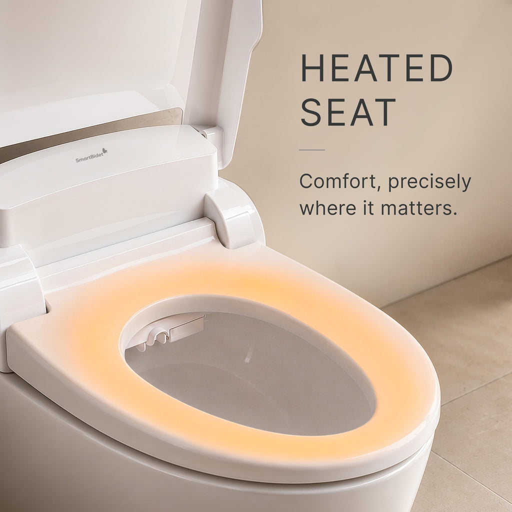 SmartBidet SB-2000WR Electric Smart Bidet Toilet Seat Round - Heated Seat, Warm Air Dryer, Soft Close Lid