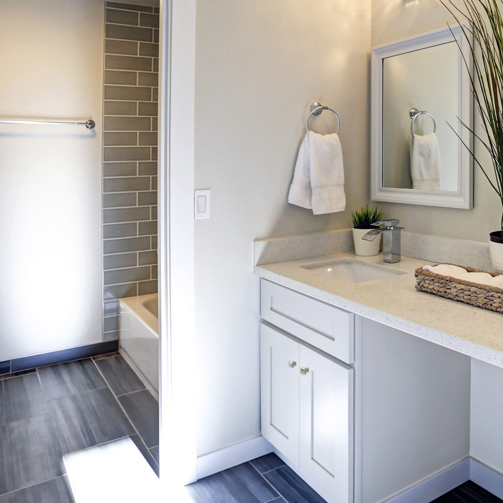 Design House Brookings 24" White Bathroom Vanity Cabinet - Freestanding Solid Wood Sink Base with Soft-Close Doors