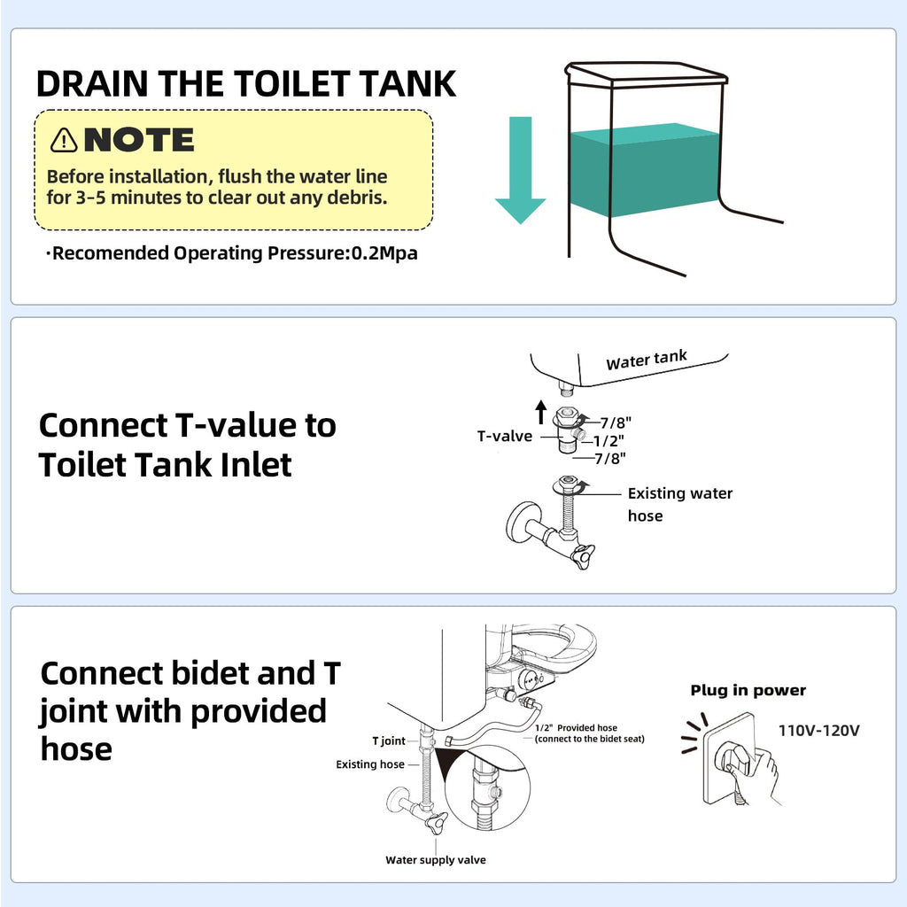 Tadashi Smart Bidet Toilet Seat Elongated - Instant Warm Water, Heated Seat, Dryer, Remote & Knob Control, Soft Close