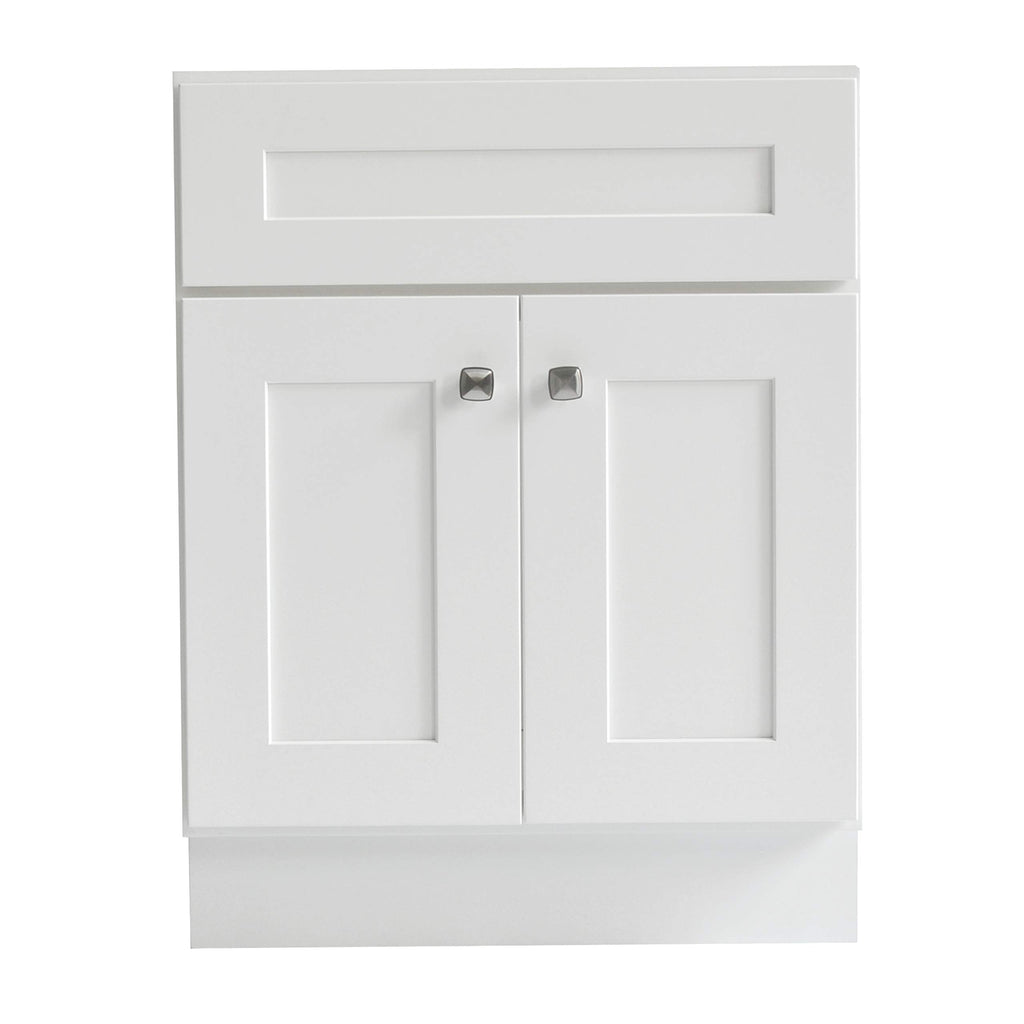 Design House Brookings 24" White Bathroom Vanity Cabinet - Freestanding Solid Wood Sink Base with Soft-Close Doors