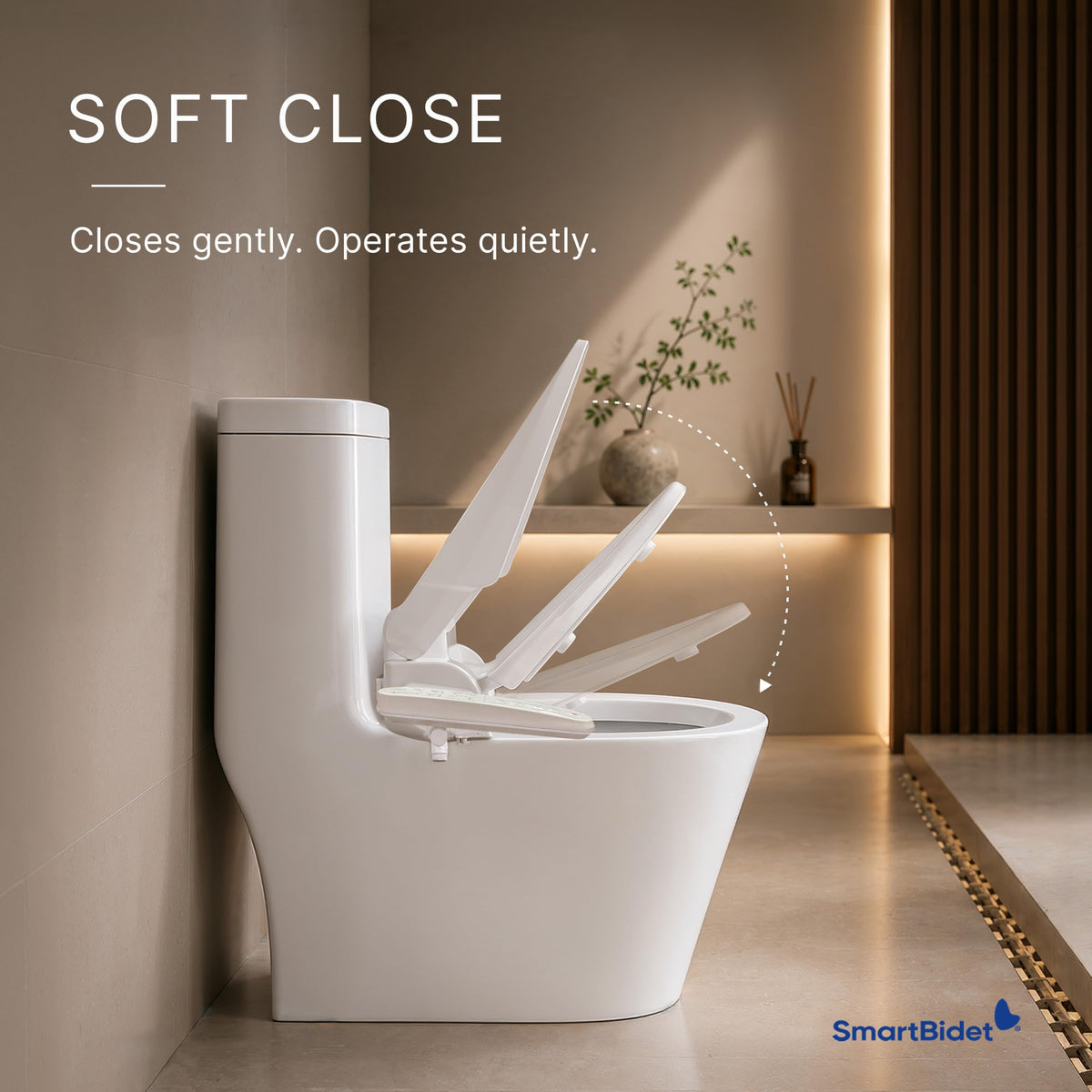 SmartBidet SB-2000WR Electric Smart Bidet Toilet Seat Round - Heated Seat, Warm Air Dryer, Soft Close Lid